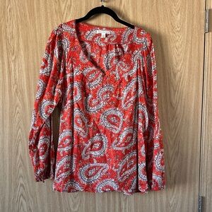 Banana Republic Red Paisley Blouse